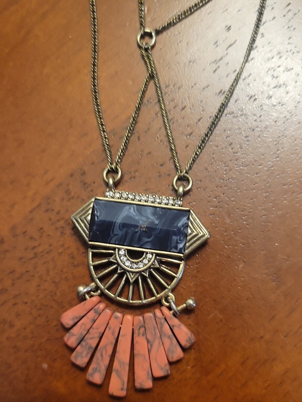 Chloe&Isabel Sunlit Savannah Necklace with Navy and Coral Accents
